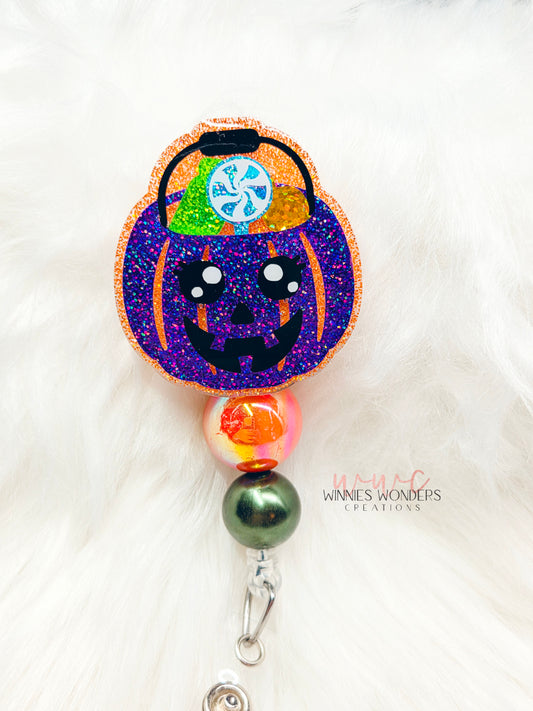 Halloween Candy Bucket Badge Reel