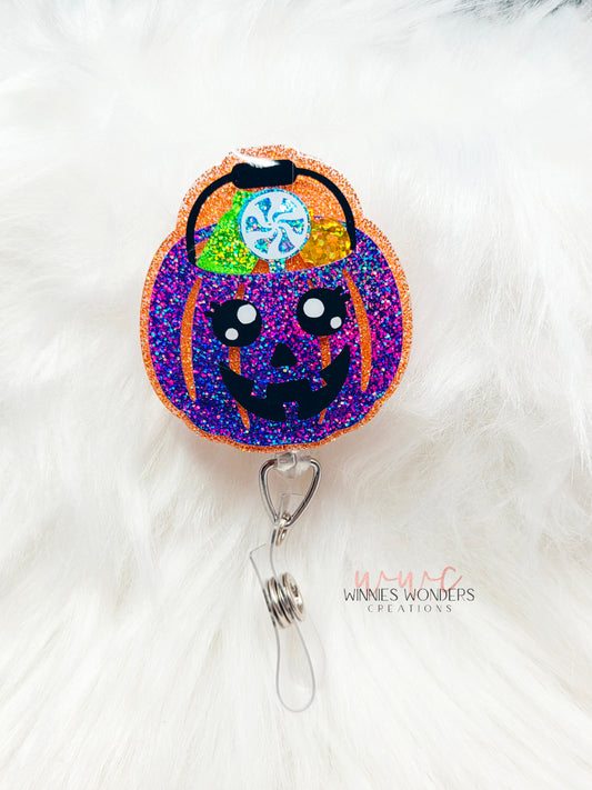 Halloween Candy Bucket Badge Reel