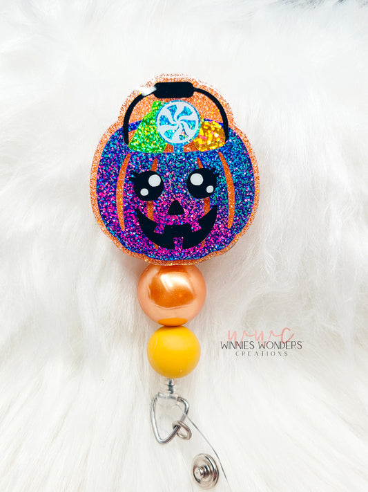 Halloween Candy Bucket Badge Reel