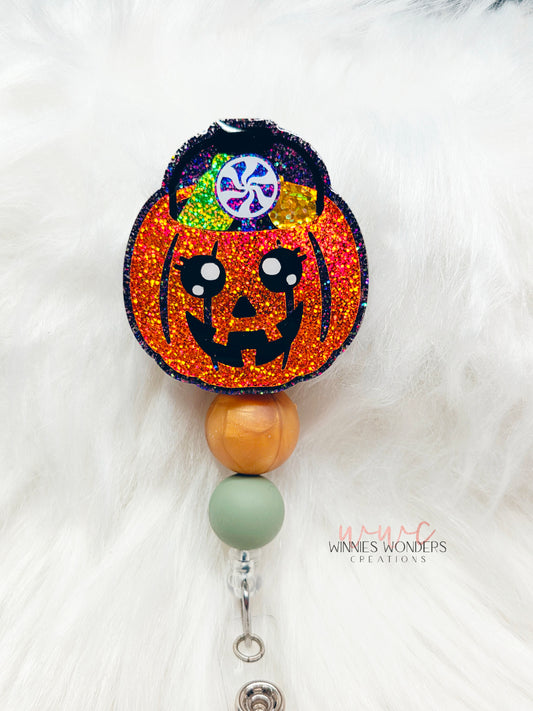 Halloween Candy Bucket Badge Reel