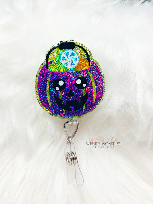 Halloween Candy Bucket Badge Reel
