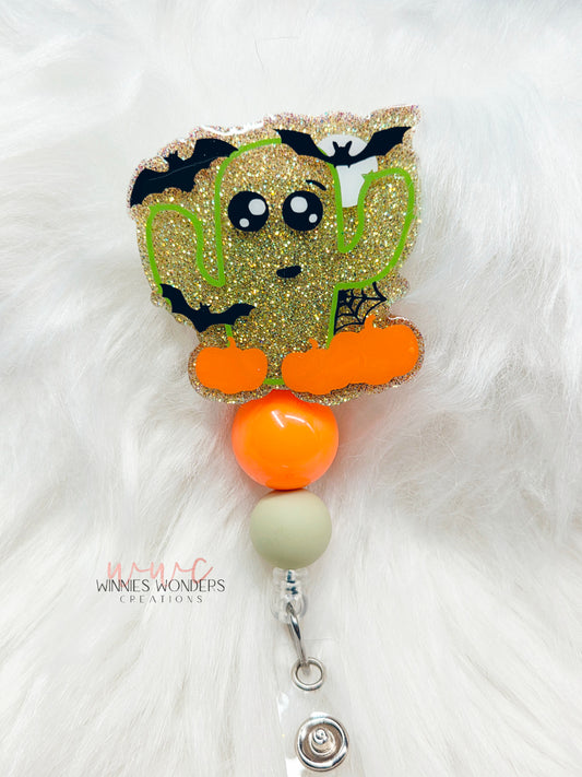 Halloween Cactus Badge Reel