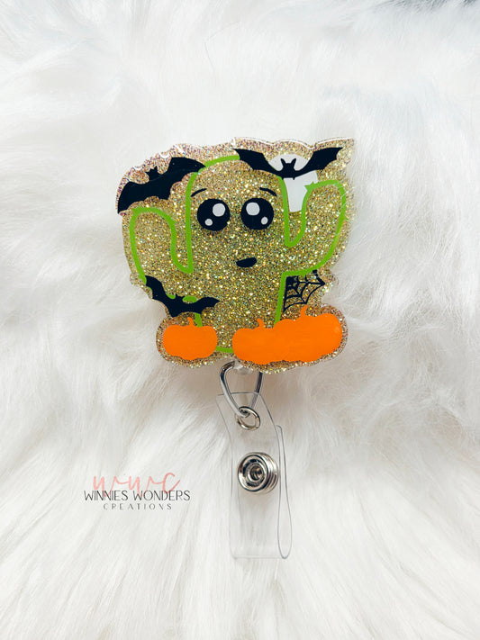 Halloween Cactus Badge Reel