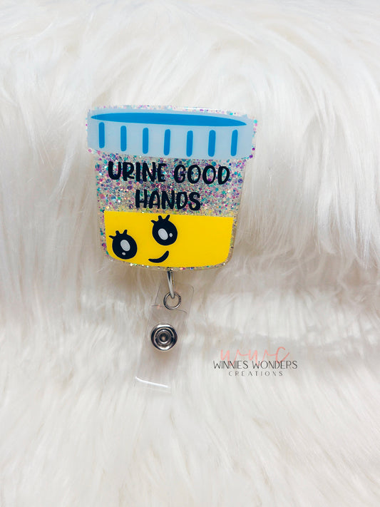 Urine Good Hands Badge Reel