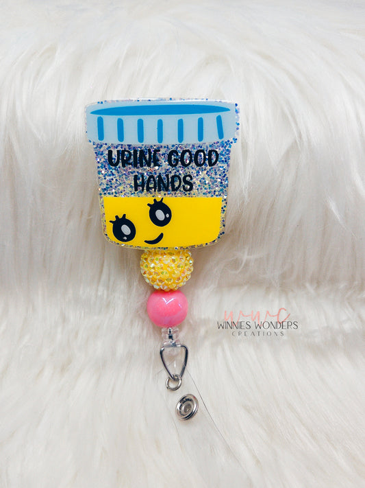 Urine Good Hands Badge Reel