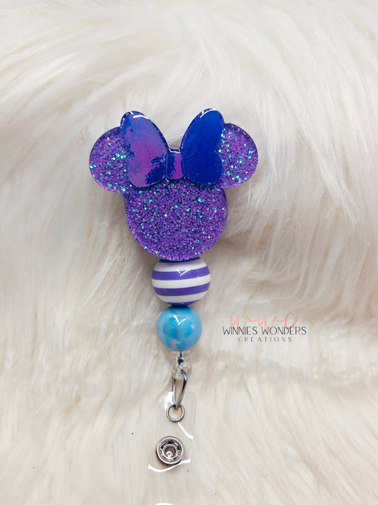 Mouse Ears w/ Bow Badge Reel