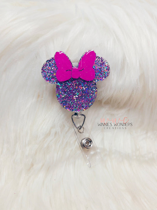 Mouse Ears w/ Bow Badge Reel