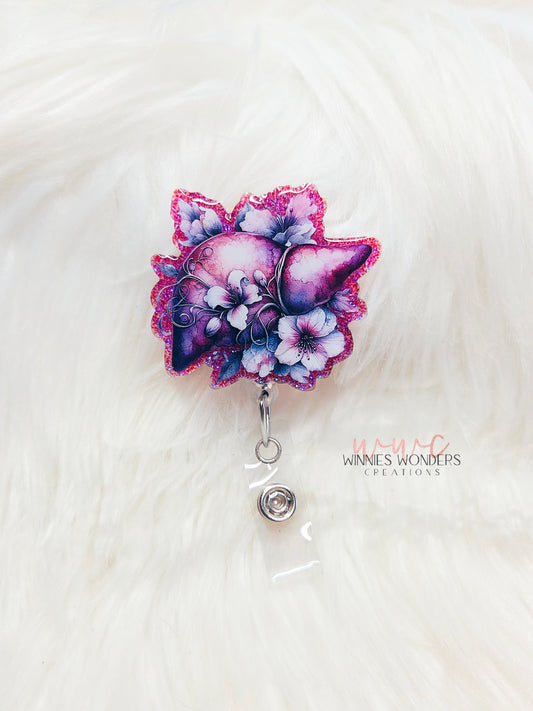 Floral Liver Badge Reel