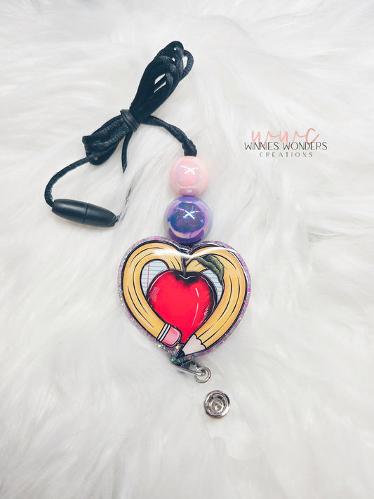 Pencil Apple Heart Lanyard