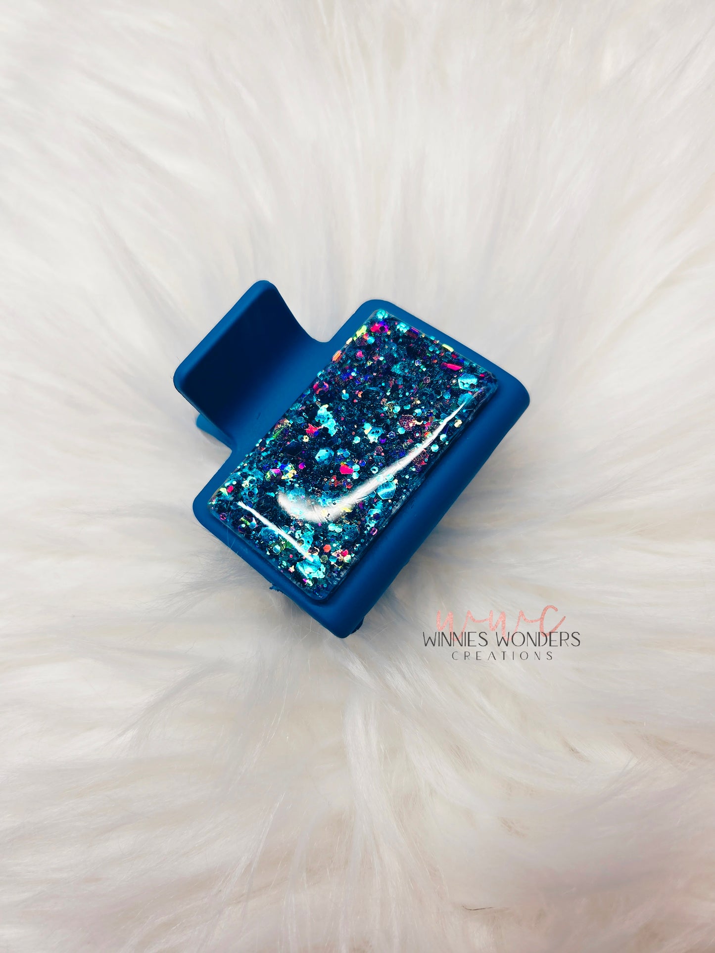 Blue Glitter Small Hair Clip