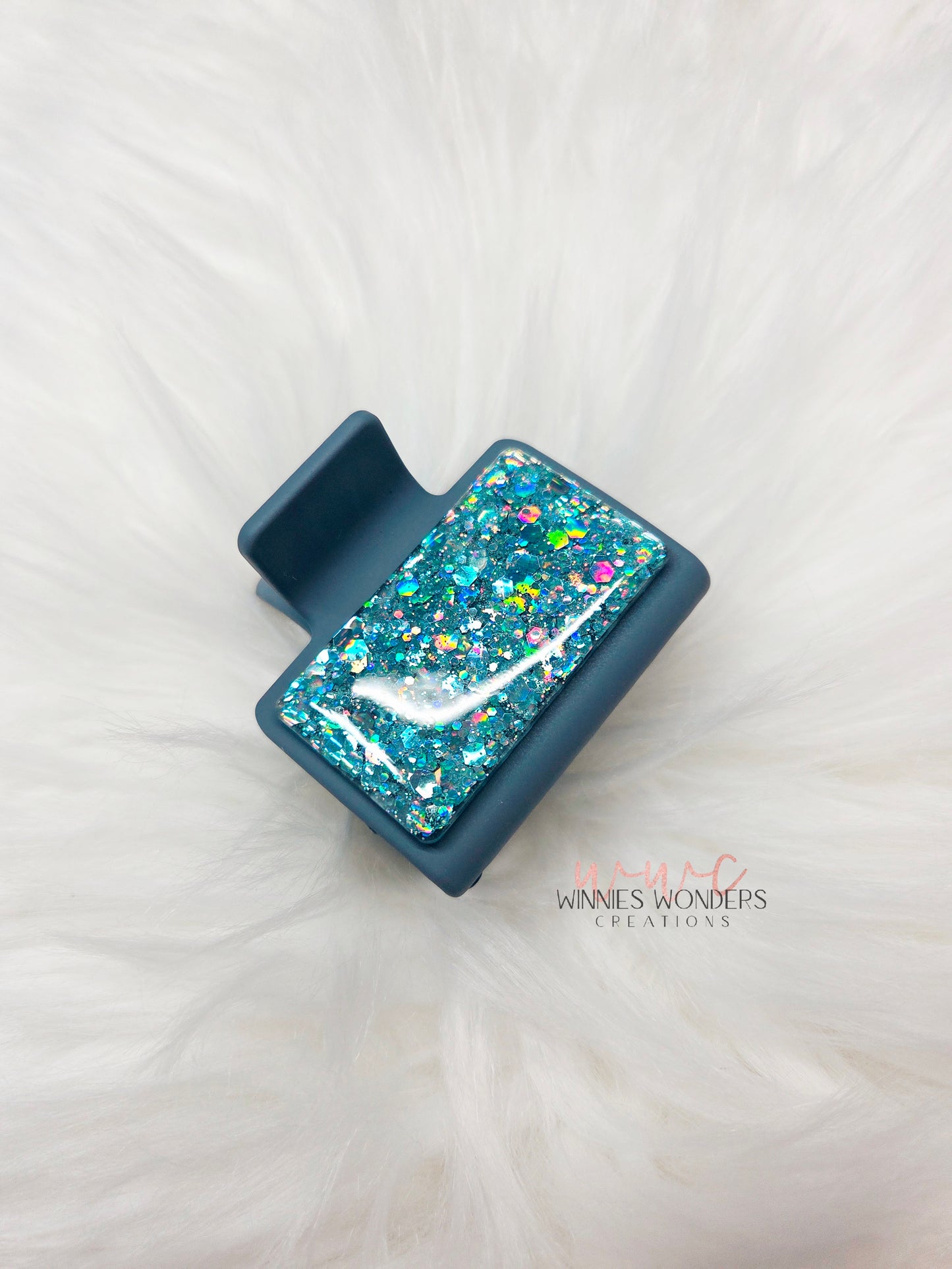 Grey/blue Glitter Small Hair Clip