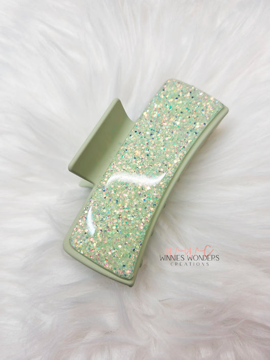 Light Green Glitter Hair Clip