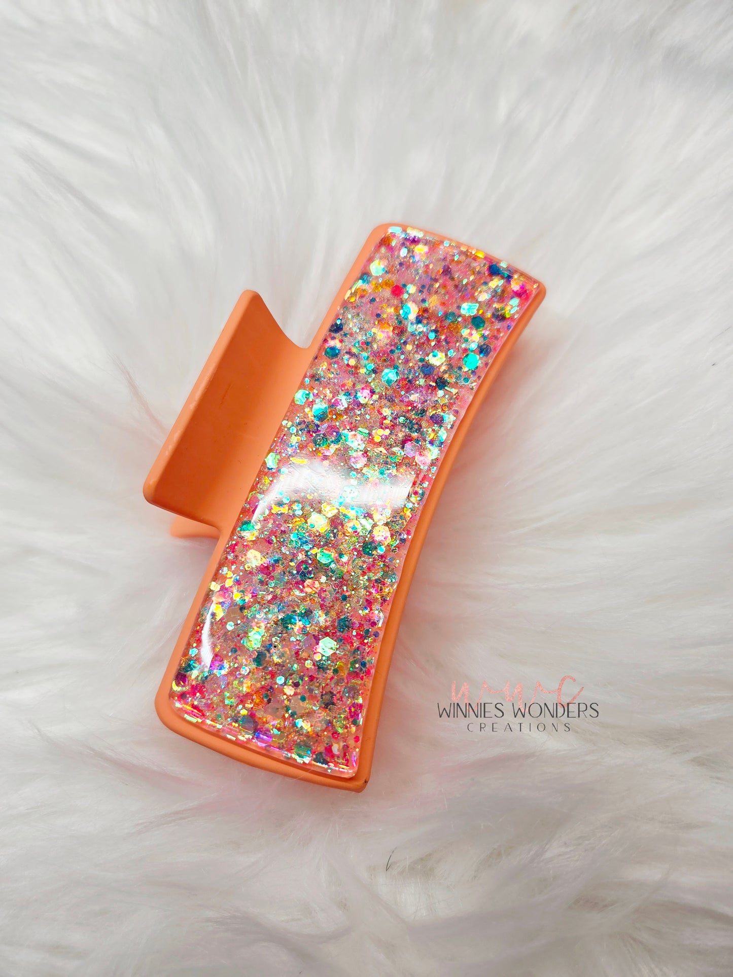 Peach Glitter Hair Clip