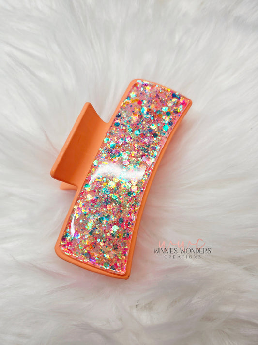 Peach Glitter Hair Clip