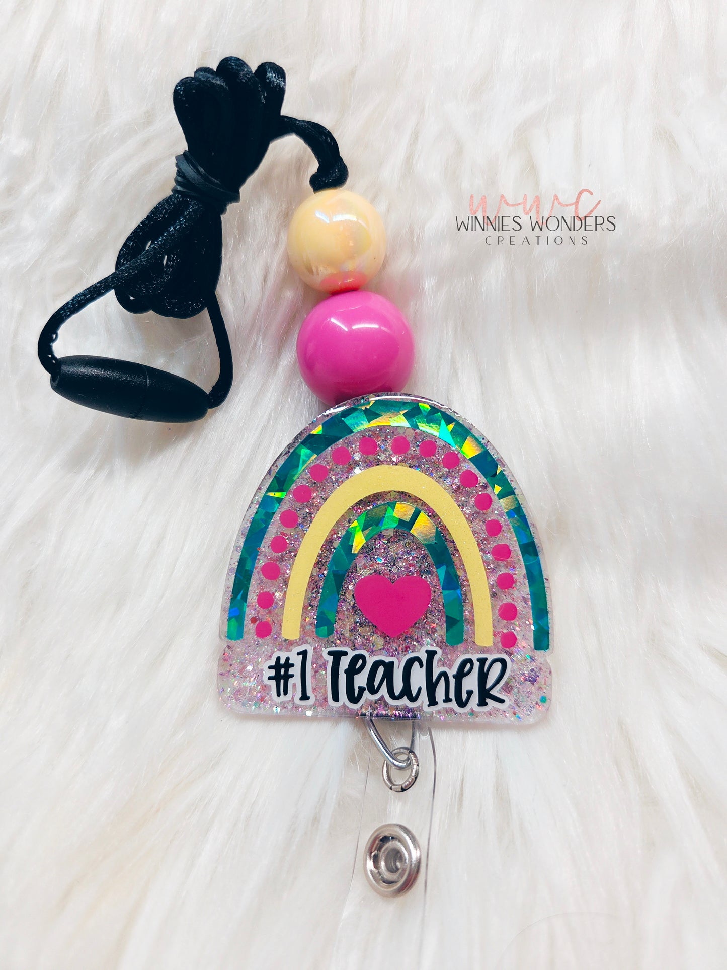 #1 Teacher Rainbow Lanyard