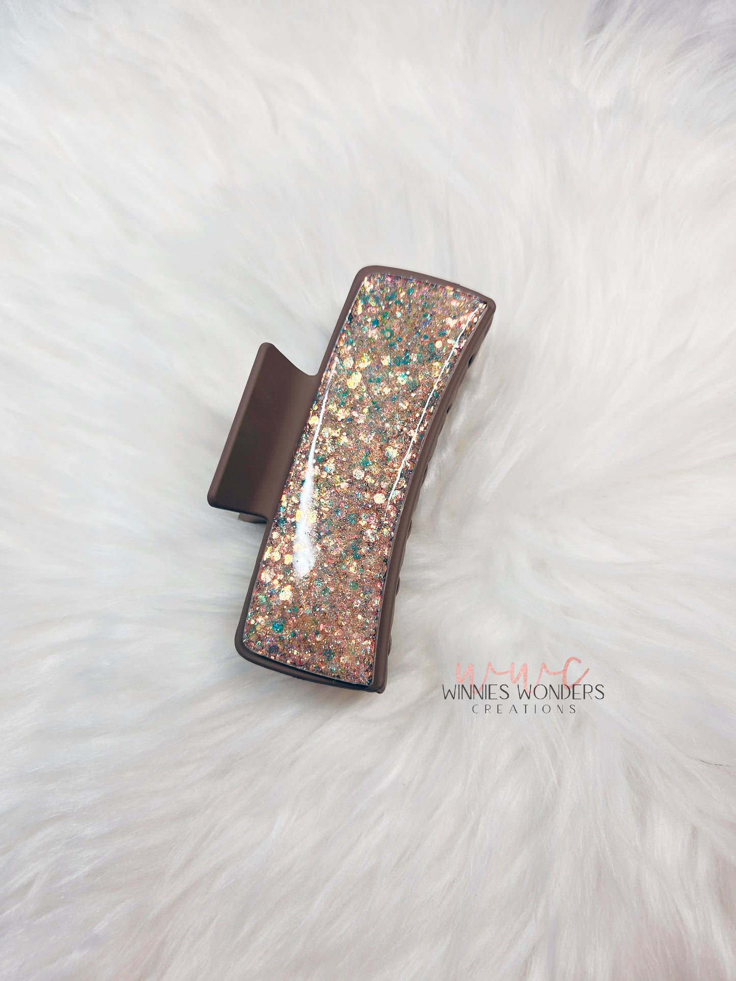 Light Brown Glitter Hair Clip