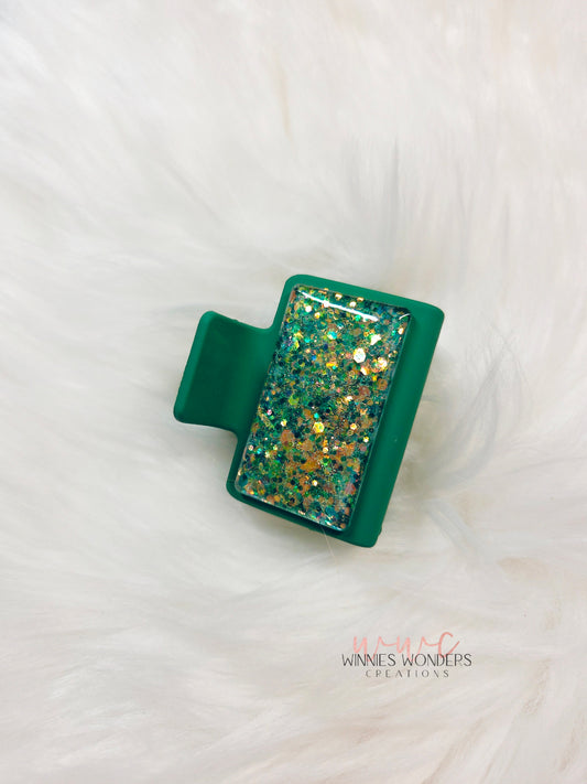 Green Glitter Small Hair Clip