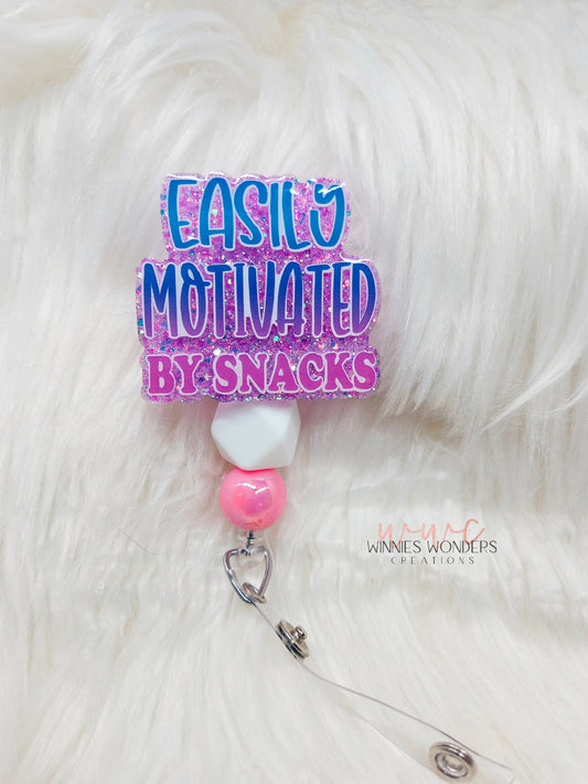 Easily Motivated By Snacks Badge Reel