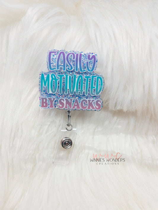 Easily Motivated By Snacks Badge Reel