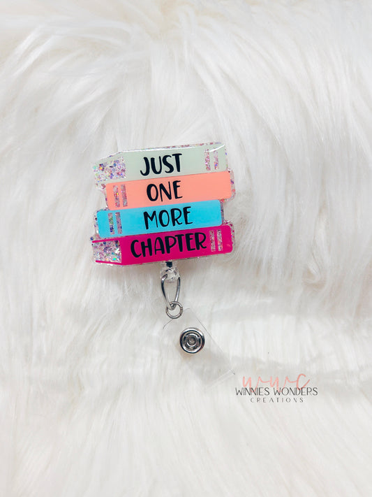 Stacked Books-Just one more chapter Badge Reel