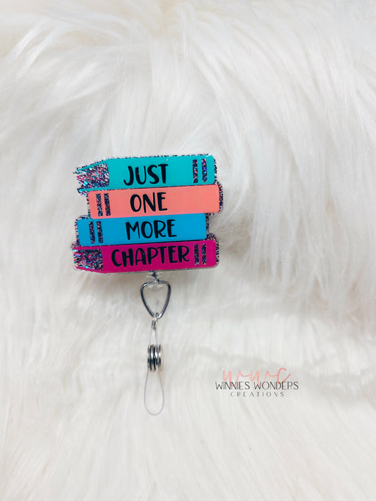 Stacked Books-Just one more chapter Badge Reel