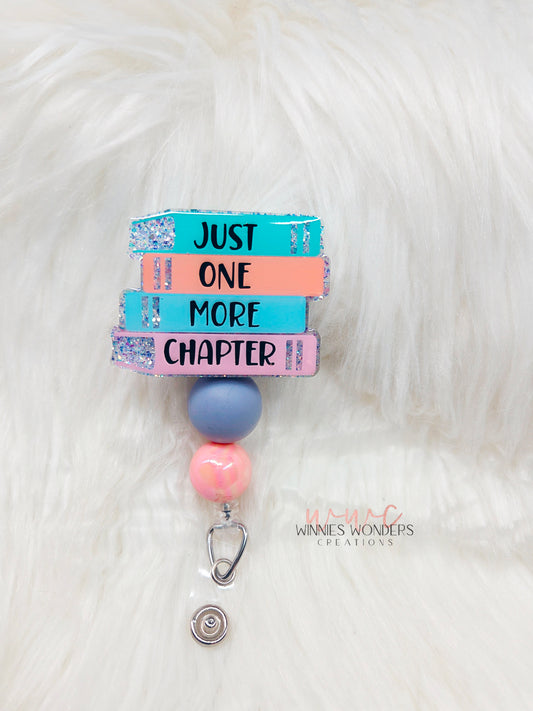 Stacked Books-Just one more chapter Badge Reel