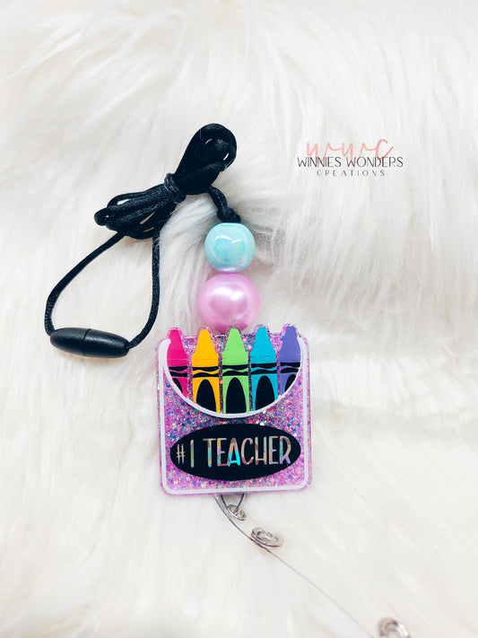 #1 Teacher Crayon Box Lanyard