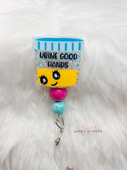 Urine Good Hands Badge Reel