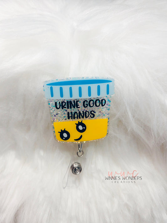 Urine Good Hands Badge Reel