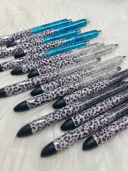 Gray Leopard Print Glitter Melt Pens