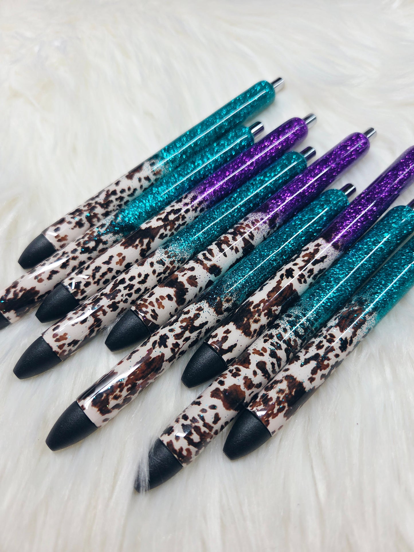 Cow Print Glitter Melt Pens