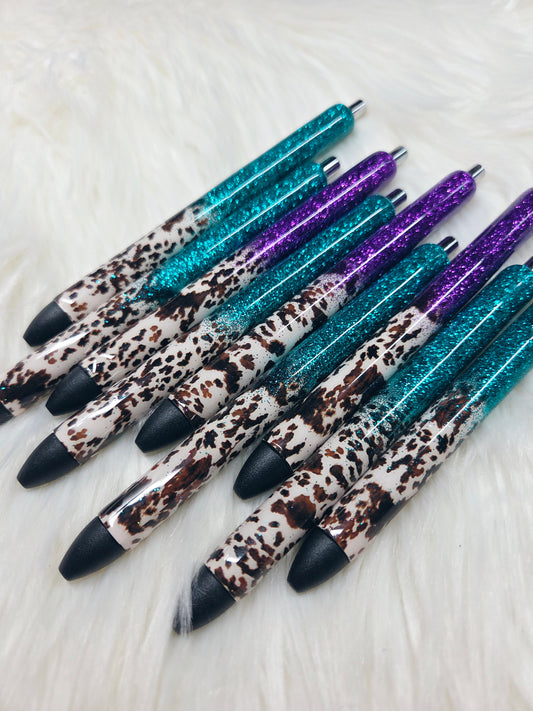 Cow Print Glitter Melt Pens