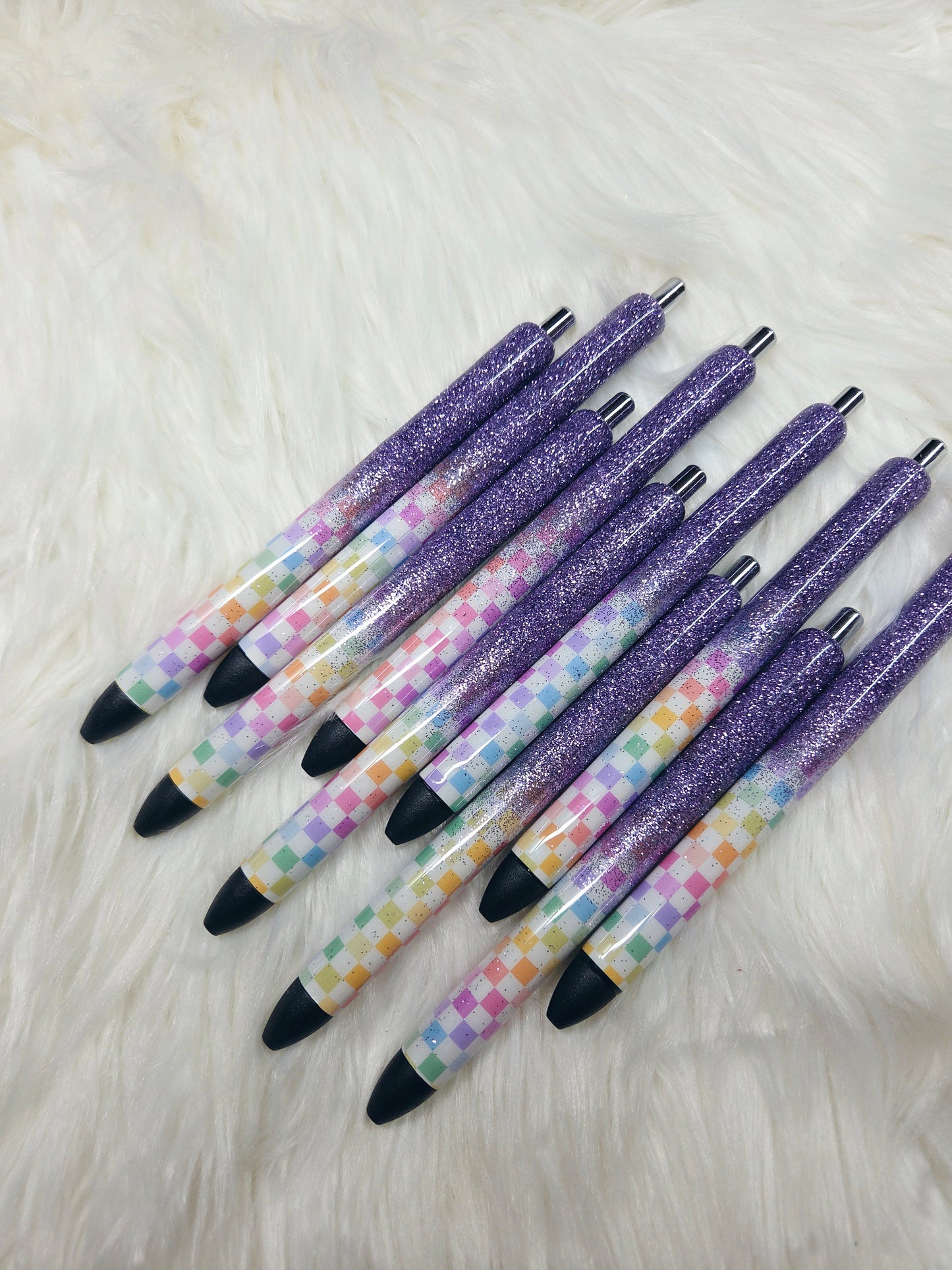 Pastel Checkered Glitter Melt Pens