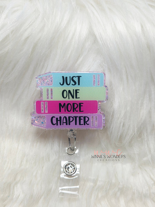 Stacked Books-Just one more chapter Badge Reel