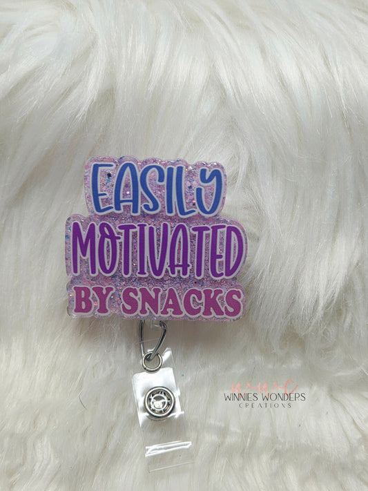 Easily Motivated By Snacks Badge Reel