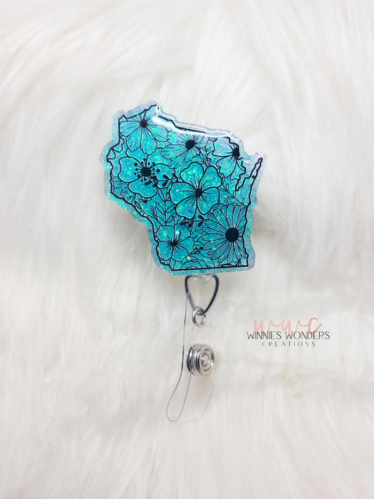 Floral Wisconsin Badge Reel