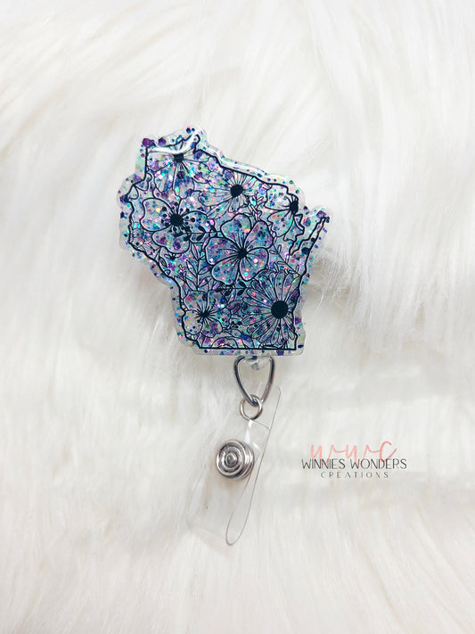 Floral Wisconsin Badge Reel
