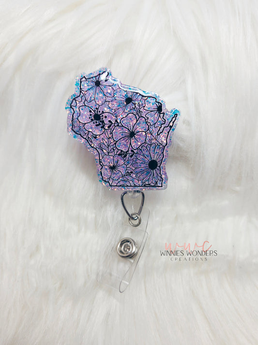 Floral Wisconsin Badge Reel