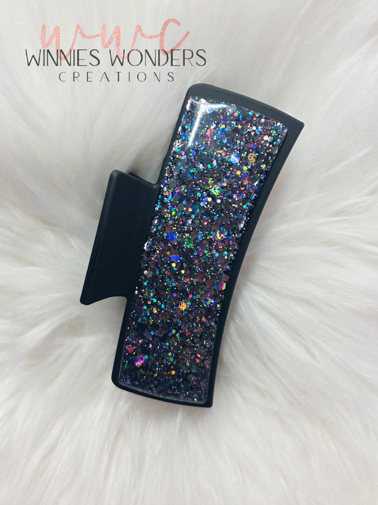 Black/Dark Gray Glitter Hair Clip