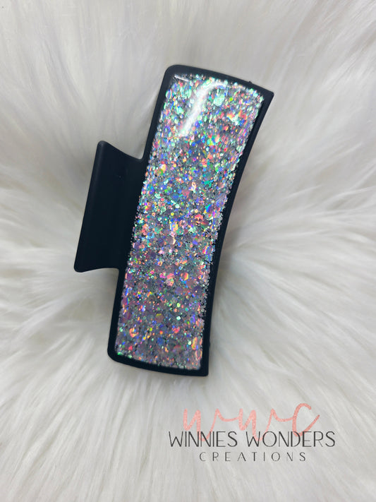 Black/Silver Glitter Hair Clip