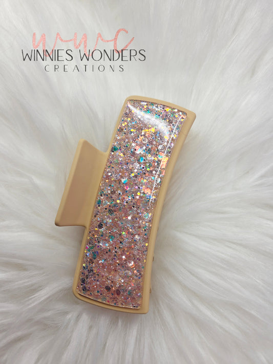 Tan Glitter Hair Clip
