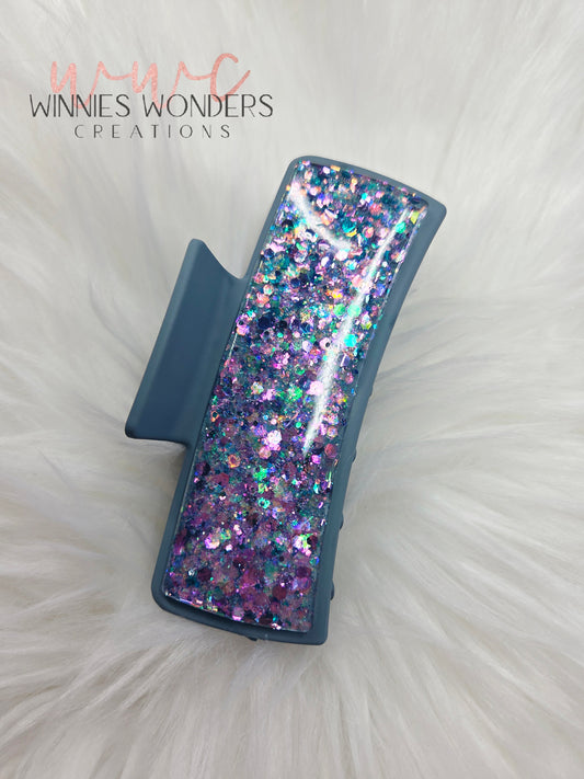 Teal/Purple Glitter Hair Clip