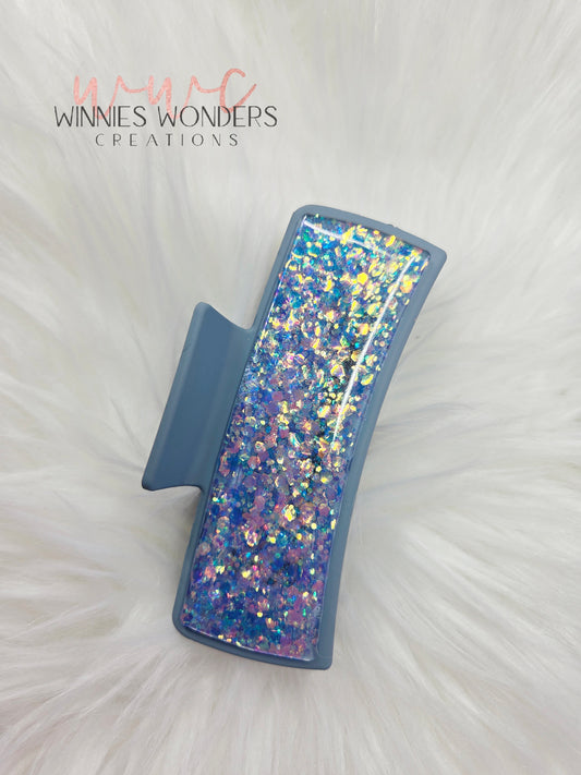 Teal/Purple Glitter Hair Clip