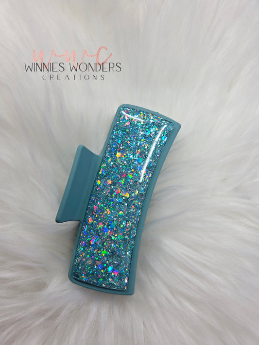 Teal Glitter Hair Clip