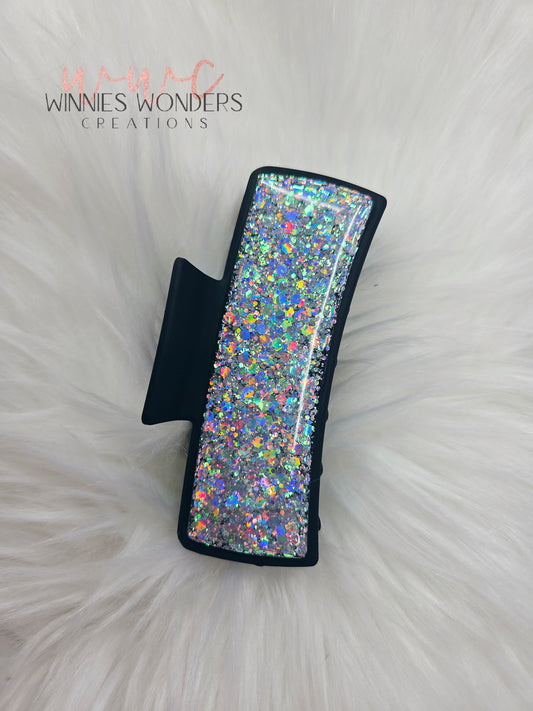 Black/Silver Glitter Hair Clip