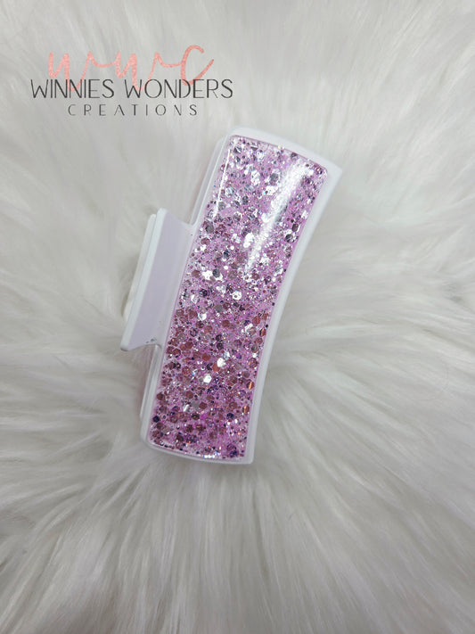 White/Purple Glitter Hair Clip