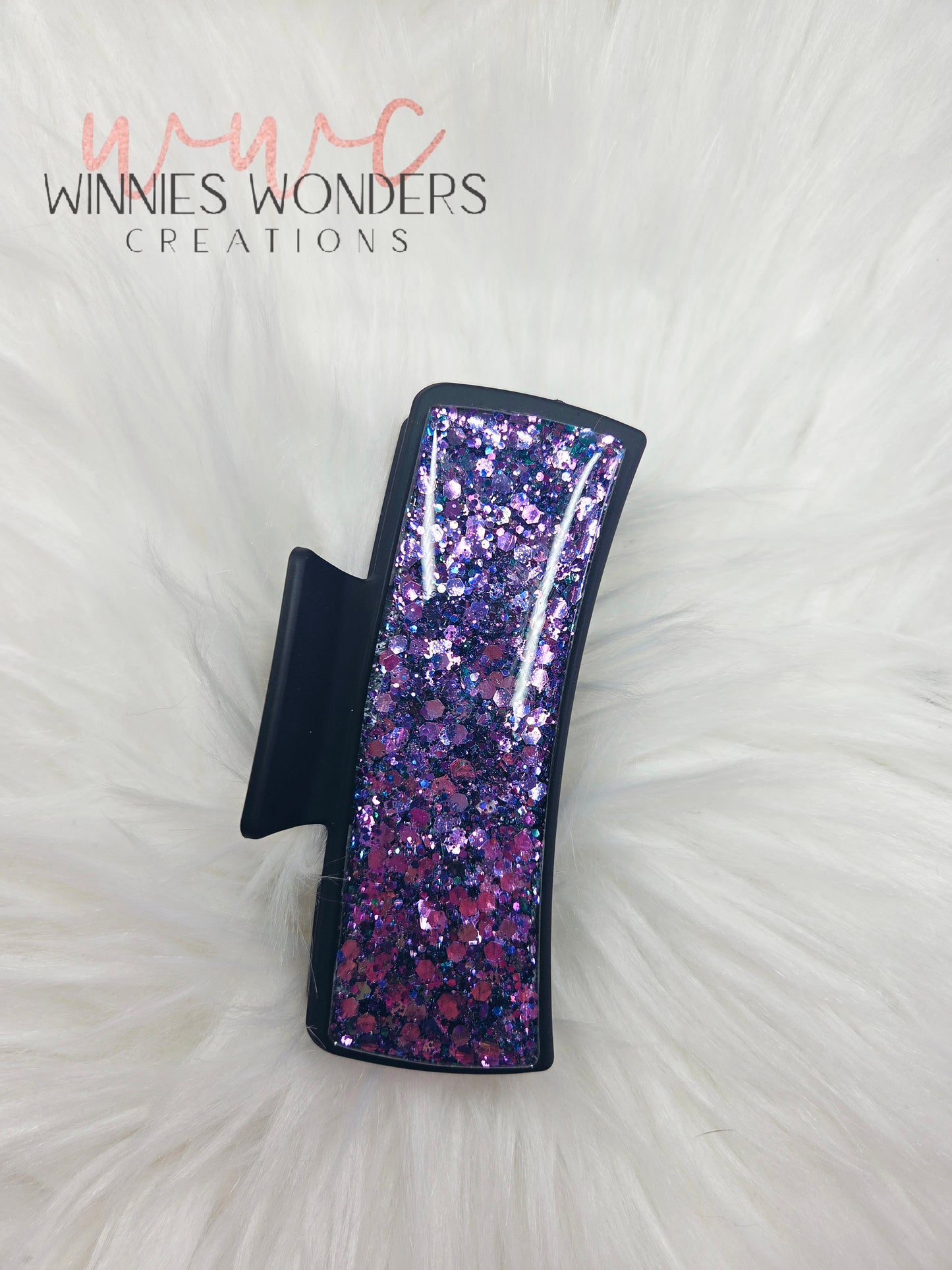 Black/Purple Glitter Hair Clip