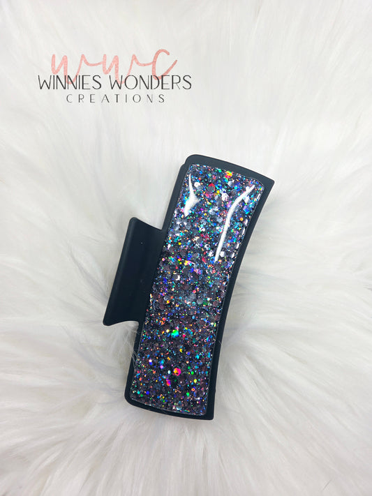 Dark Gray Glitter Hair Clip