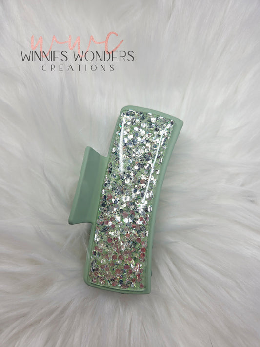 Green Glitter Hair Clip
