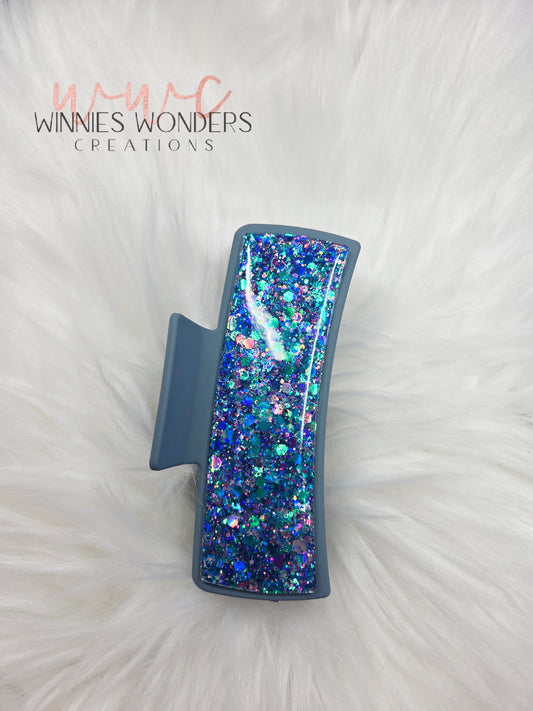 Teal Glitter Hair Clip